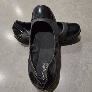 EASY SPIRIT Eskable e360 Women's Black Patent Cap Toe Slip On Wedge - Size 8M